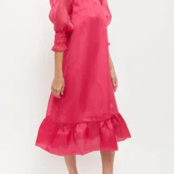 Andrea Midi Fucsia Short Sleeve