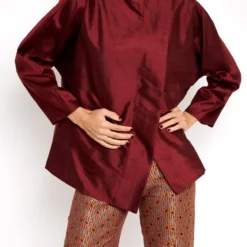 Camisa Cierre Lateral Fantasia Roja -Ofertas Grazia Vesti Tienda camisa cierre lateral fantasia roja shirts blouses iki essentials 800811