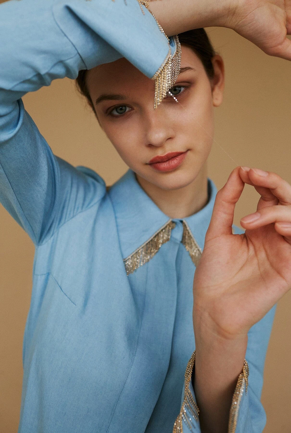 Camisa Denim Flecos Metalicos 4 Camisa Denim Flecos Metalicos - Imagen 4