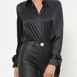 Camisa Icono Satén Negro -Ofertas Grazia Vesti Tienda camisa icono saten negro shirts blouses miguel marinero 286487