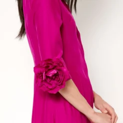 Camisa Larga De Seda Con Flores A Mano Fucsia -Ofertas Grazia Vesti Tienda camisa larga de seda con flores a mano fucsia dresses malne 527432
