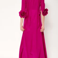 Camisa Larga De Seda Con Flores A Mano Fucsia -Ofertas Grazia Vesti Tienda camisa larga de seda con flores a mano fucsia dresses malne 873607