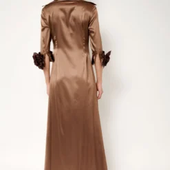 Camisa Larga De Seda Con Flores A Mano Marrón -Ofertas Grazia Vesti Tienda camisa larga de seda con flores a mano marron dresses malne 563362