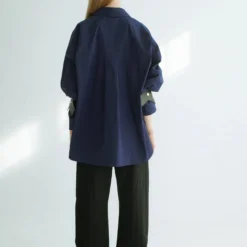 Camisa Oversize Azul Con Cuero Negro -Ofertas Grazia Vesti Tienda camisa oversize azul con cuero negro shirts blouses miguel marinero 635769
