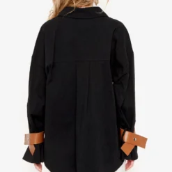 Camisa Oversize Negra Con Puños De Cuero Camel 8 Camisa Oversize Negra Con Puños De Cuero Camel -Ofertas Grazia Vesti Tienda camisa oversize negra con punos de cuero camel shirts blouses miguel marinero 190649