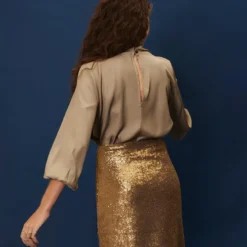 Falda Radziwill Lentejuela Dorada -Ofertas Grazia Vesti Tienda falda radziwill lentejuela dorada skirts galcon studio 340475