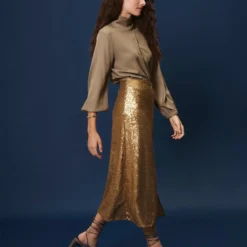 Falda Radziwill Lentejuela Dorada -Ofertas Grazia Vesti Tienda falda radziwill lentejuela dorada skirts galcon studio 931157