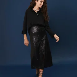 Falda Radziwill Lentejuela Negra -Ofertas Grazia Vesti Tienda falda radziwill lentejuela negra skirts galcon studio 311171