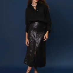 Falda Radziwill Lentejuela Negra