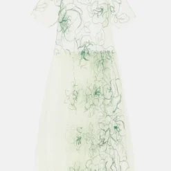 Green Floral Tulle Overdress