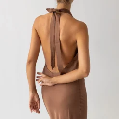 HALTER CHOCOLATE DRESS -Ofertas Grazia Vesti Tienda halter chocolate dress dresses the villa concept 217655