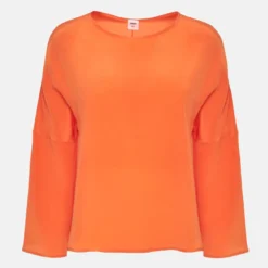 Lea Orange Silk Blouse