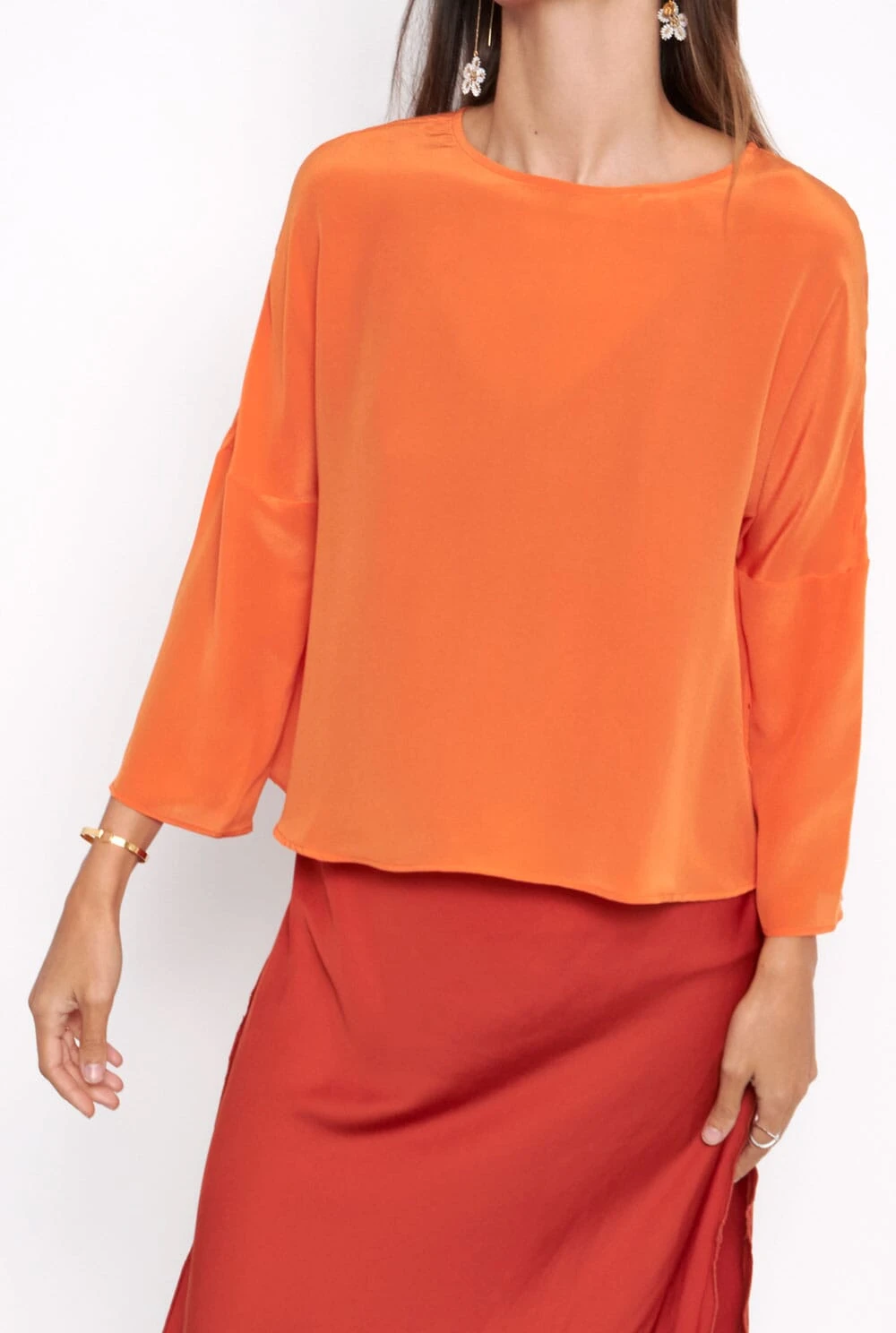 Lea Orange Silk Blouse 2 Lea Orange Silk Blouse - Imagen 2