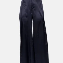 Pantalón Palazzo De Seda Azul Marino