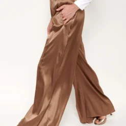Pantalón Palazzo De Seda Marrón -Ofertas Grazia Vesti Tienda pantalon palazzo de seda marron pants malne 386740