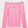 Pink Off-the-shoulder Tee