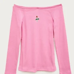 Pink Off-the-shoulder Tee