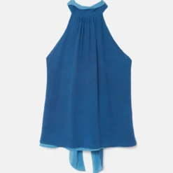 Halter Reversible Blue/Light Blue Top Natural Dye - Pre Order -Ofertas Grazia Vesti Tienda reversible halter blue top t shirts tops atelier aletheia 811276