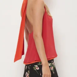 Halter Reversible Coral/Orange Top Natural Dye - Pre Order -Ofertas Grazia Vesti Tienda reversible halter coral orange top t shirts tops atelier aletheia 288452