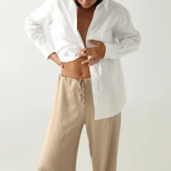 SATIN PANTS CHAMPAGNE -Ofertas Grazia Vesti Tienda satin pants champagne trousers the villa concept 369802