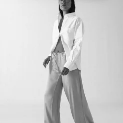 SATIN PANTS PETROLEUM BLUE -Ofertas Grazia Vesti Tienda satin pants petroleum blue trousers the villa concept 391621