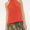 Halter Reversible Orange/Grey Top Natural Dye - Pre Order
