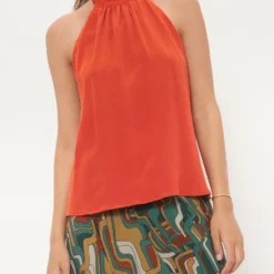 Halter Reversible Orange/Grey Top Natural Dye - Pre Order