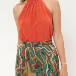 Halter Reversible Orange/Grey Top Natural Dye - Pre Order -Ofertas Grazia Vesti Tienda top halter gris y naranja t shirts tops atelier aletheia 634206