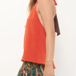 Halter Reversible Orange/Grey Top Natural Dye - Pre Order -Ofertas Grazia Vesti Tienda top halter gris y naranja t shirts tops atelier aletheia 752869