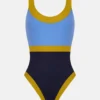 TRAJE DE BAÑO HORIZONTE ISLA AZUL / MARINO / MOSTAZA