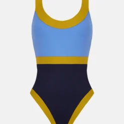 TRAJE DE BAÑO HORIZONTE ISLA AZUL / MARINO / MOSTAZA