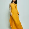 Vestido Asimetrico De Seda Naranja