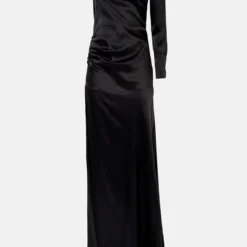 Vestido Asimétrico De Seda Negro