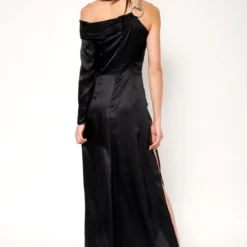 Vestido Asimétrico De Seda Negro -Ofertas Grazia Vesti Tienda vestido asimetrico de seda negro dresses malne 926518