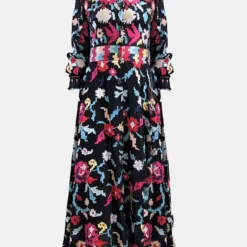 Vestido Bordado Flores Pixelado