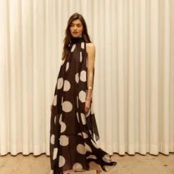 Preorder - Envío 4 Julio Vestido Coppola Topo Marrón-beige