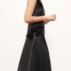 Vestido Semientallado Lazo Negro Brillante - Pre- Order -Ofertas Grazia Vesti Tienda vestido semientallado lazo negro brillante pre order dress devota lomba 860291