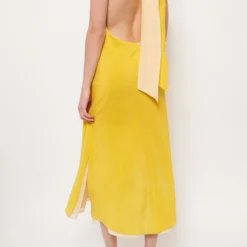 Halter Reversible Yellow/Light Yellow Dress Natural Dye - Pre Order -Ofertas Grazia Vesti Tienda vestido valentina cuello halter amarillo dress aletheia 495818